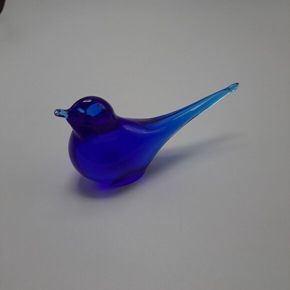 Hand Blown Blue Glass Bird Sculpture Decorative Art Piece Collectible Home Decor - Picture 5 of 12